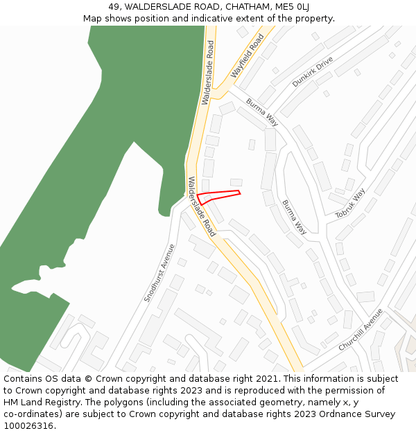 49, WALDERSLADE ROAD, CHATHAM, ME5 0LJ: Location map and indicative extent of plot