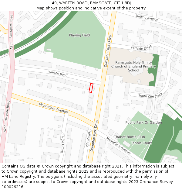 49, WARTEN ROAD, RAMSGATE, CT11 8BJ: Location map and indicative extent of plot