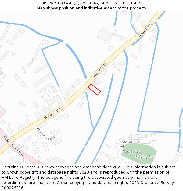 49, WATER GATE, QUADRING, SPALDING, PE11 4PY: Location map and indicative extent of plot