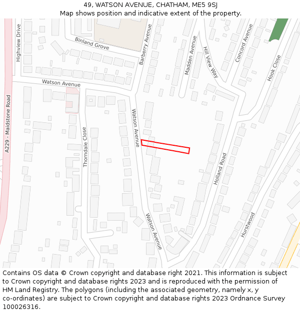 49, WATSON AVENUE, CHATHAM, ME5 9SJ: Location map and indicative extent of plot