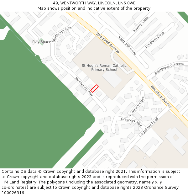 49, WENTWORTH WAY, LINCOLN, LN6 0WE: Location map and indicative extent of plot