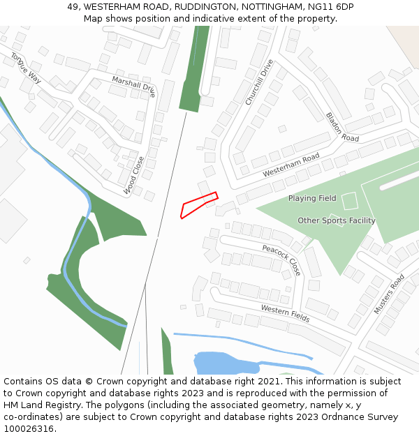 49, WESTERHAM ROAD, RUDDINGTON, NOTTINGHAM, NG11 6DP: Location map and indicative extent of plot