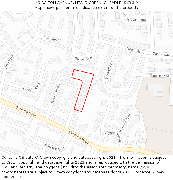 49, WILTON AVENUE, HEALD GREEN, CHEADLE, SK8 3LY: Location map and indicative extent of plot