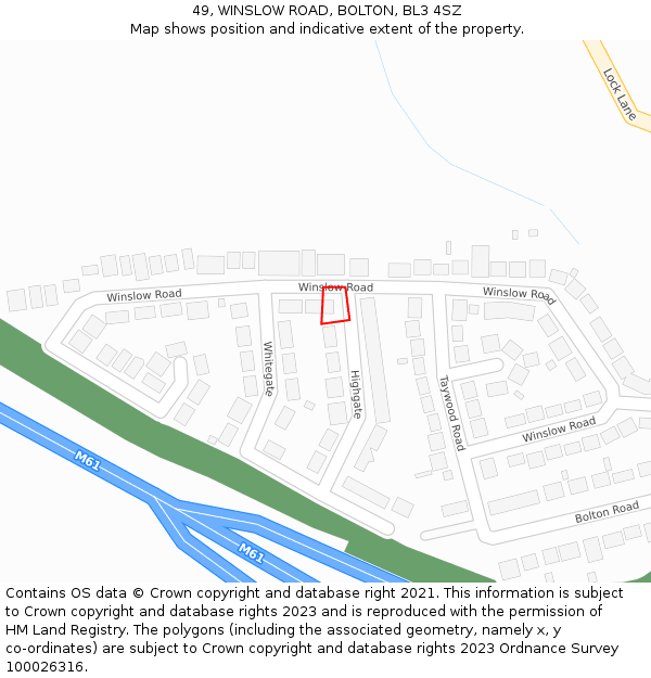 49, WINSLOW ROAD, BOLTON, BL3 4SZ: Location map and indicative extent of plot