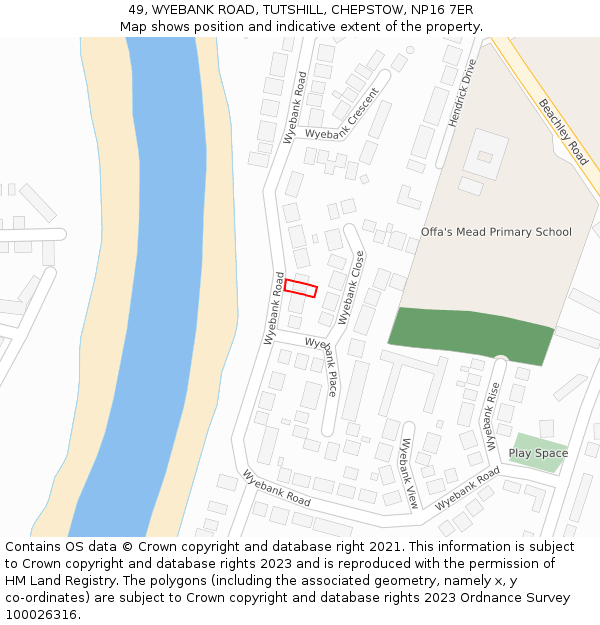 49, WYEBANK ROAD, TUTSHILL, CHEPSTOW, NP16 7ER: Location map and indicative extent of plot