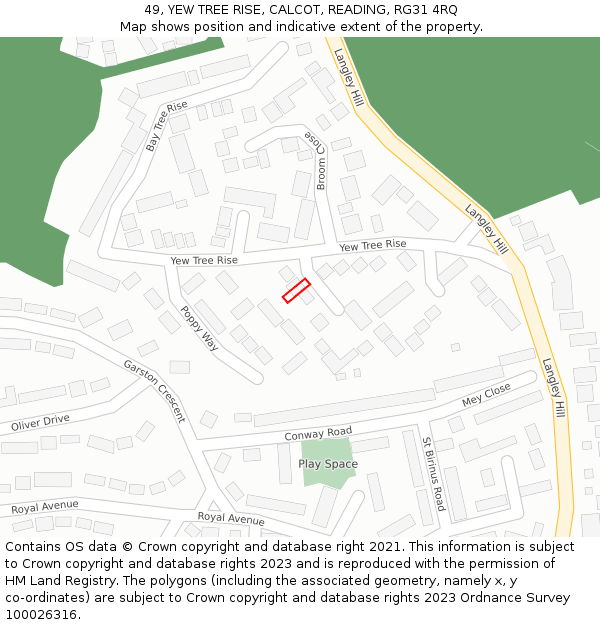 49, YEW TREE RISE, CALCOT, READING, RG31 4RQ: Location map and indicative extent of plot