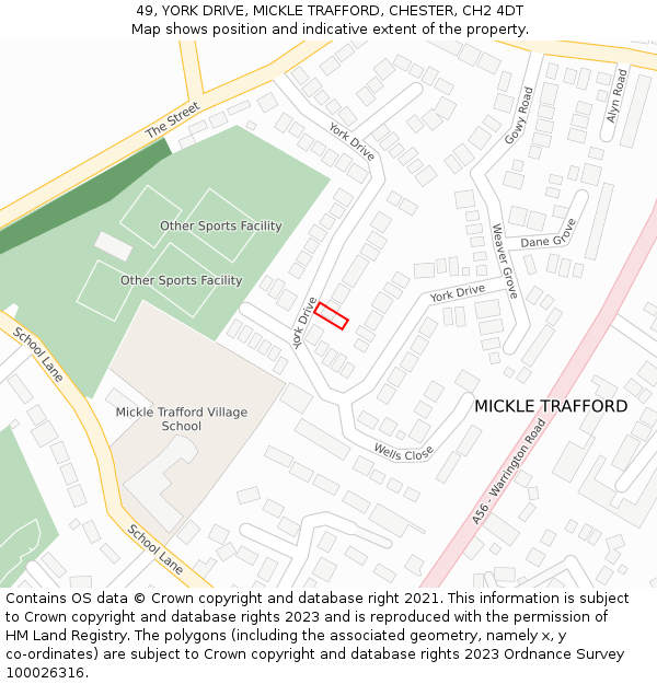 49, YORK DRIVE, MICKLE TRAFFORD, CHESTER, CH2 4DT: Location map and indicative extent of plot