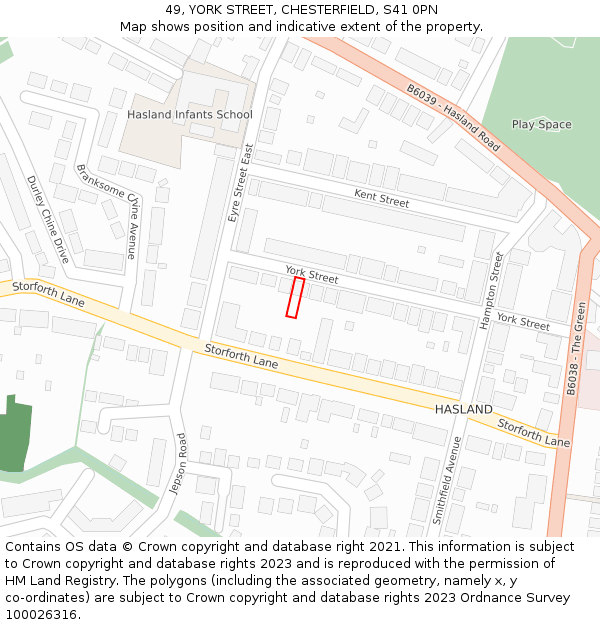 49, YORK STREET, CHESTERFIELD, S41 0PN: Location map and indicative extent of plot