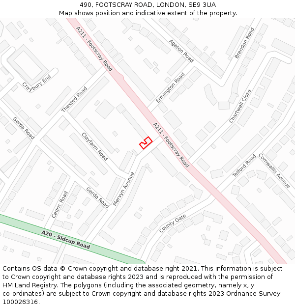 490, FOOTSCRAY ROAD, LONDON, SE9 3UA: Location map and indicative extent of plot