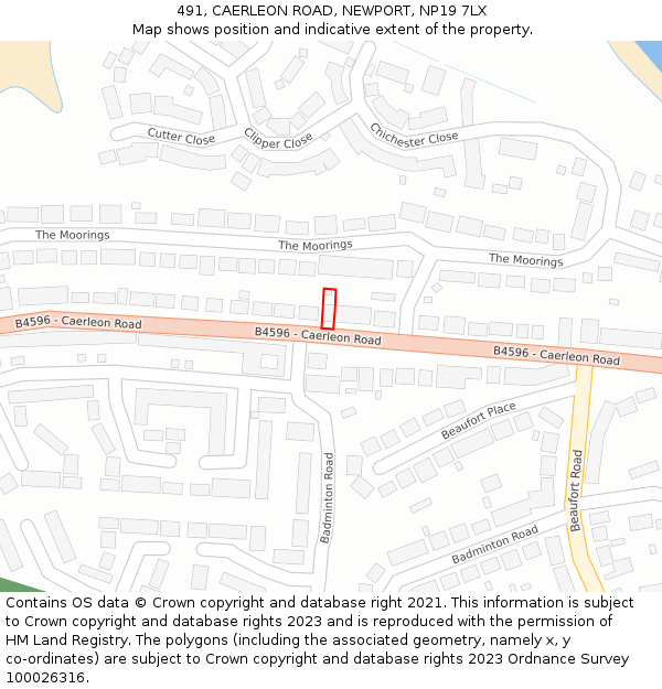 491, CAERLEON ROAD, NEWPORT, NP19 7LX: Location map and indicative extent of plot