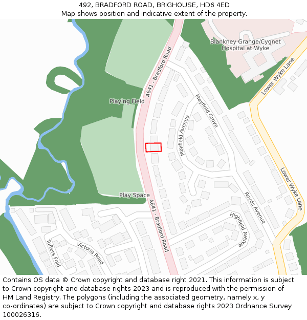 492, BRADFORD ROAD, BRIGHOUSE, HD6 4ED: Location map and indicative extent of plot