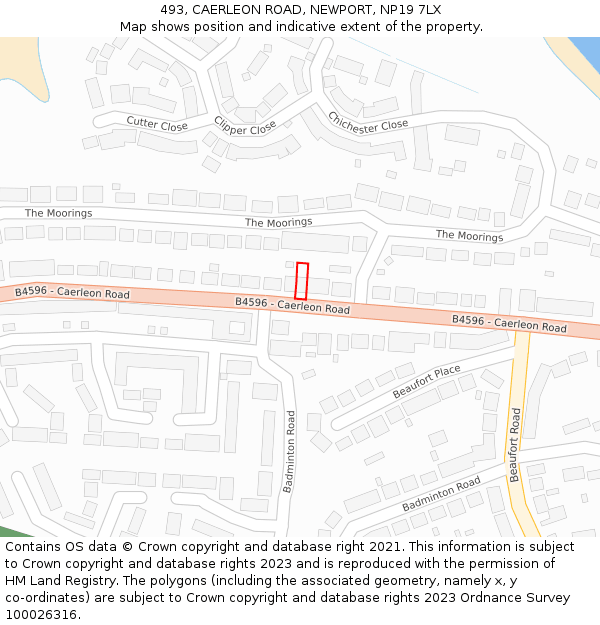 493, CAERLEON ROAD, NEWPORT, NP19 7LX: Location map and indicative extent of plot