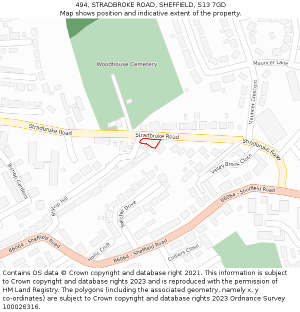 494, STRADBROKE ROAD, SHEFFIELD, S13 7GD: Location map and indicative extent of plot