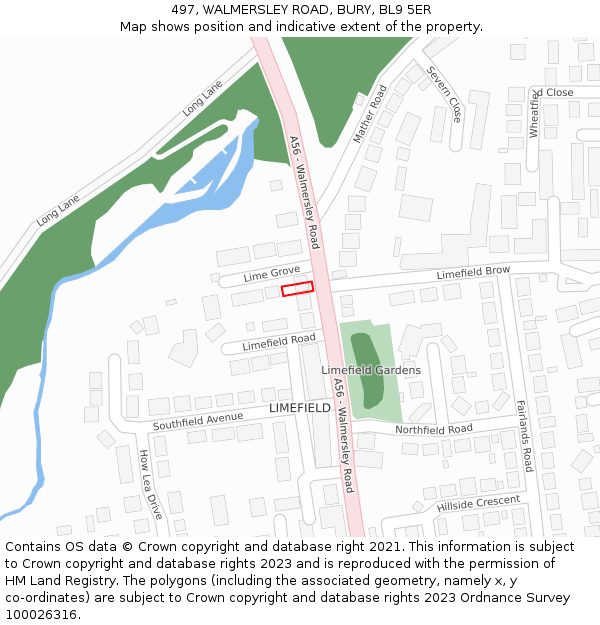 497, WALMERSLEY ROAD, BURY, BL9 5ER: Location map and indicative extent of plot