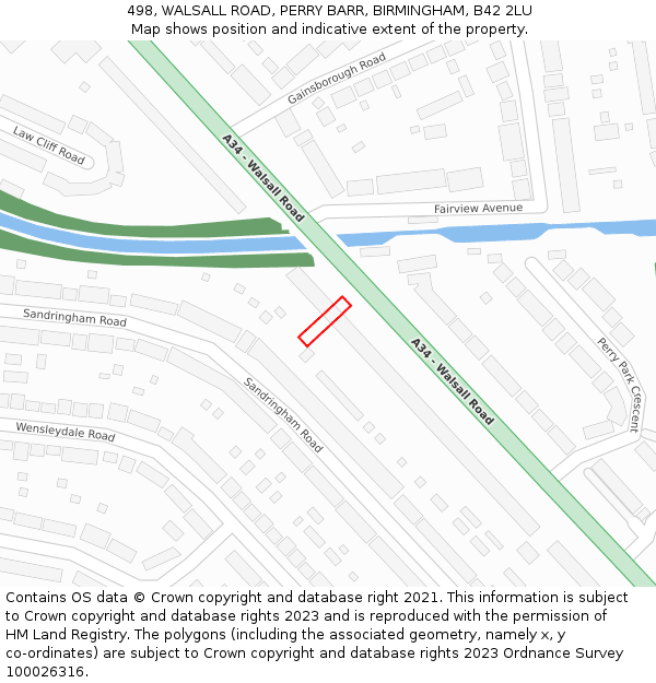 498, WALSALL ROAD, PERRY BARR, BIRMINGHAM, B42 2LU: Location map and indicative extent of plot