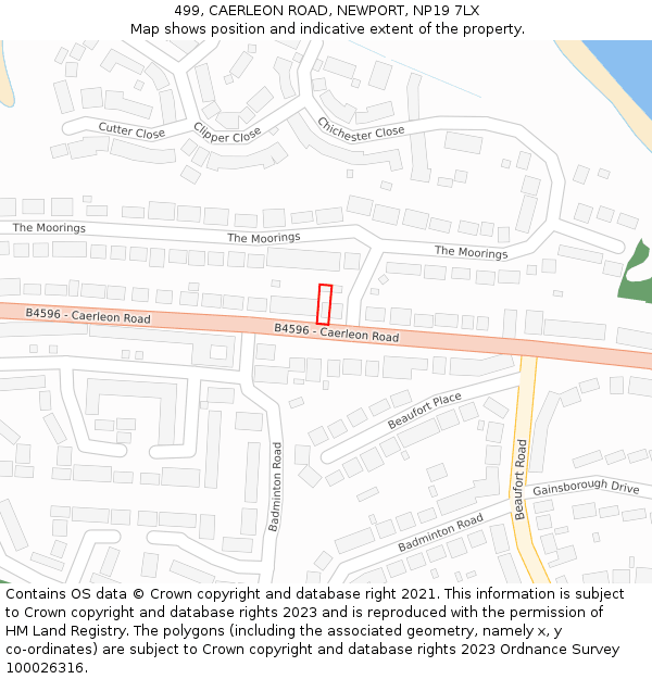 499, CAERLEON ROAD, NEWPORT, NP19 7LX: Location map and indicative extent of plot