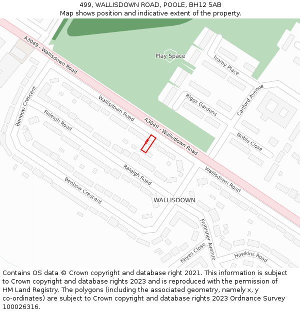 499, WALLISDOWN ROAD, POOLE, BH12 5AB: Location map and indicative extent of plot