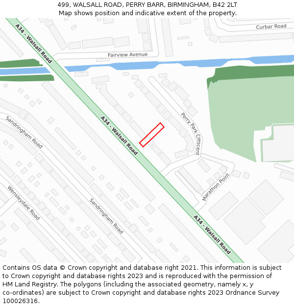 499, WALSALL ROAD, PERRY BARR, BIRMINGHAM, B42 2LT: Location map and indicative extent of plot