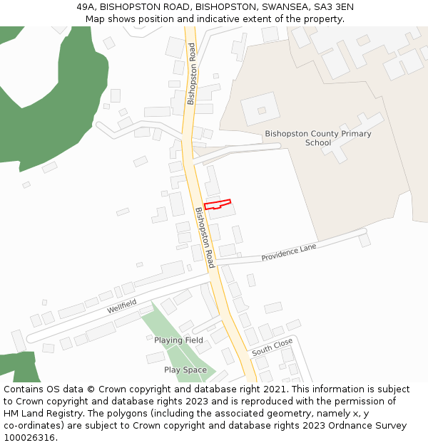 49A, BISHOPSTON ROAD, BISHOPSTON, SWANSEA, SA3 3EN: Location map and indicative extent of plot