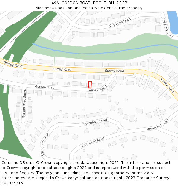 49A, GORDON ROAD, POOLE, BH12 1EB: Location map and indicative extent of plot