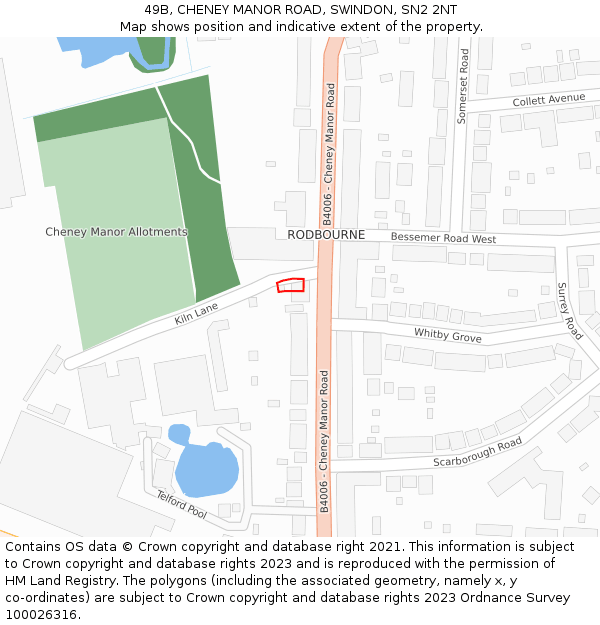 49B, CHENEY MANOR ROAD, SWINDON, SN2 2NT: Location map and indicative extent of plot