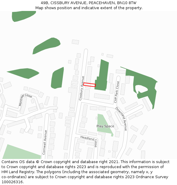 49B, CISSBURY AVENUE, PEACEHAVEN, BN10 8TW: Location map and indicative extent of plot