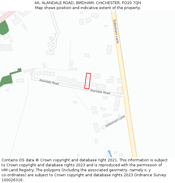 4A, ALANDALE ROAD, BIRDHAM, CHICHESTER, PO20 7QN: Location map and indicative extent of plot