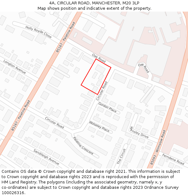 4A, CIRCULAR ROAD, MANCHESTER, M20 3LP: Location map and indicative extent of plot