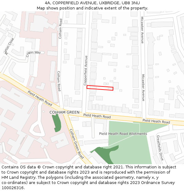 4A, COPPERFIELD AVENUE, UXBRIDGE, UB8 3NU: Location map and indicative extent of plot