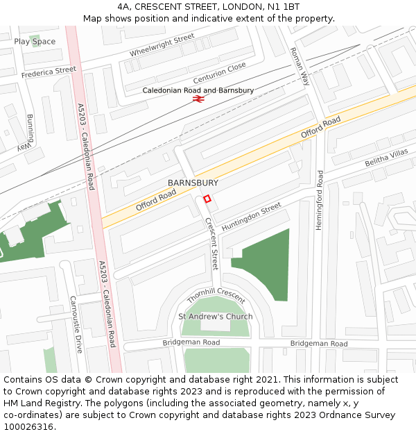 4A, CRESCENT STREET, LONDON, N1 1BT: Location map and indicative extent of plot