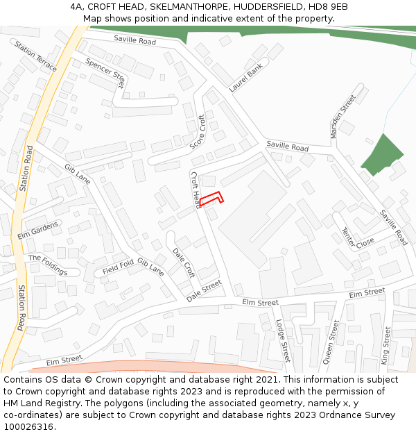 4A, CROFT HEAD, SKELMANTHORPE, HUDDERSFIELD, HD8 9EB: Location map and indicative extent of plot