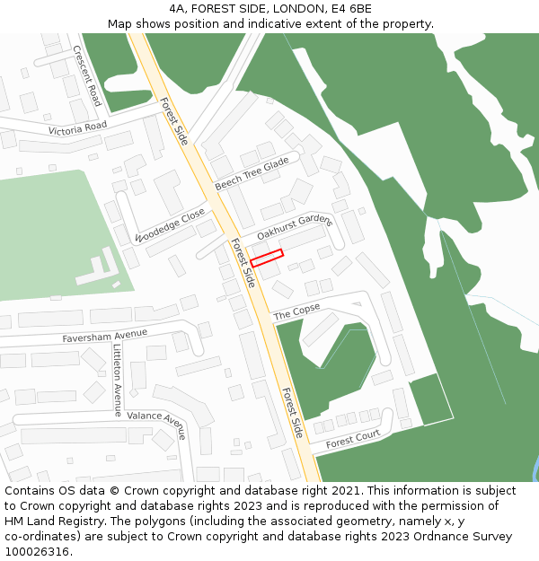 4A, FOREST SIDE, LONDON, E4 6BE: Location map and indicative extent of plot