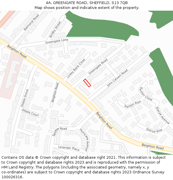 4A, GREENGATE ROAD, SHEFFIELD, S13 7QB: Location map and indicative extent of plot