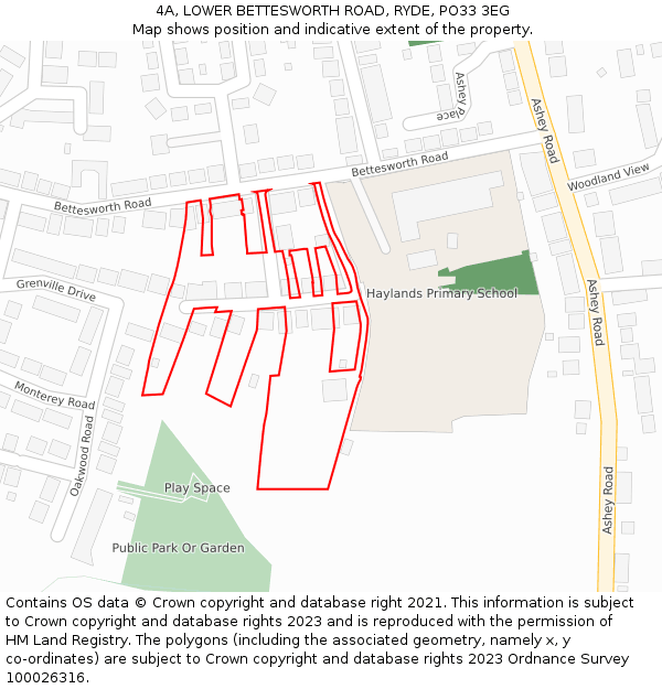 4A, LOWER BETTESWORTH ROAD, RYDE, PO33 3EG: Location map and indicative extent of plot