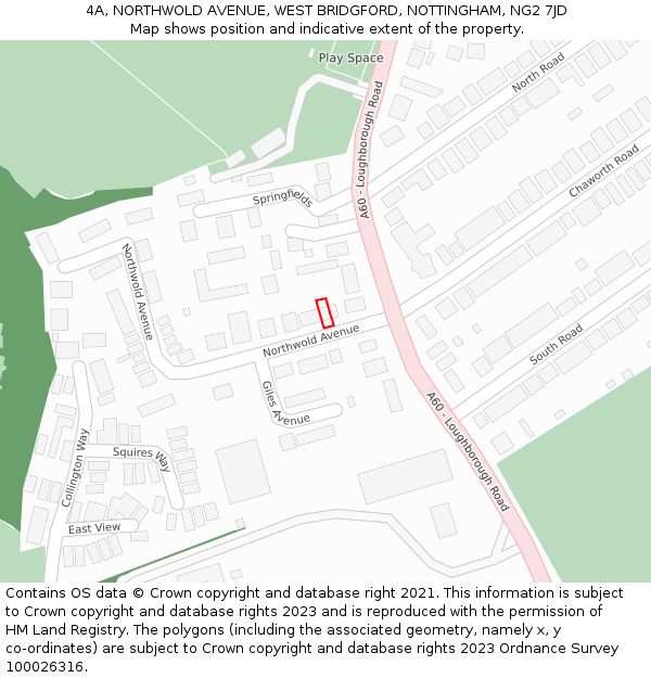 4A, NORTHWOLD AVENUE, WEST BRIDGFORD, NOTTINGHAM, NG2 7JD: Location map and indicative extent of plot