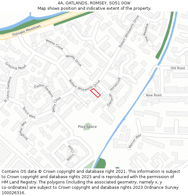 4A, OATLANDS, ROMSEY, SO51 0GW: Location map and indicative extent of plot