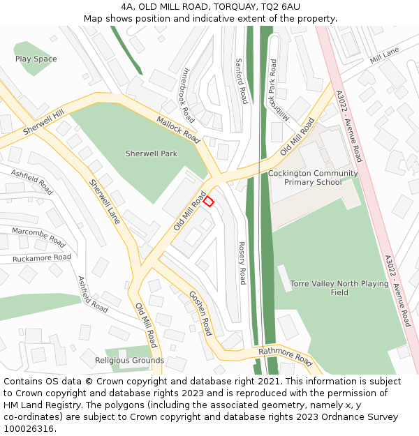 4A, OLD MILL ROAD, TORQUAY, TQ2 6AU: Location map and indicative extent of plot