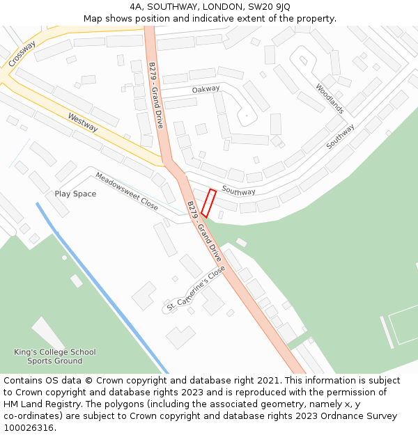 4A, SOUTHWAY, LONDON, SW20 9JQ: Location map and indicative extent of plot