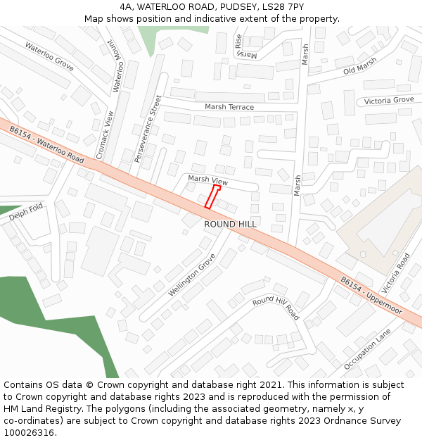 4A, WATERLOO ROAD, PUDSEY, LS28 7PY: Location map and indicative extent of plot