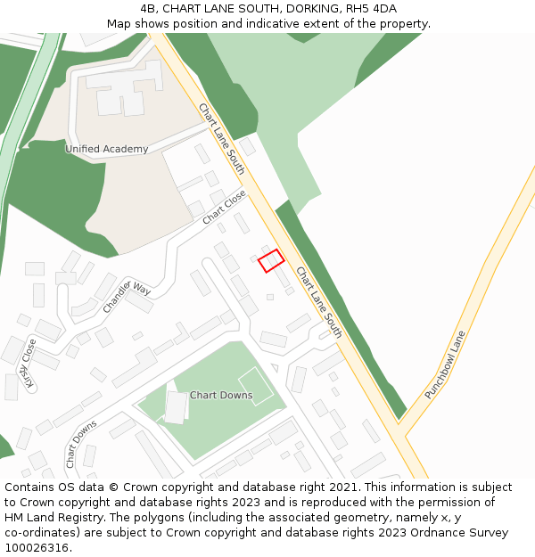 4B, CHART LANE SOUTH, DORKING, RH5 4DA: Location map and indicative extent of plot