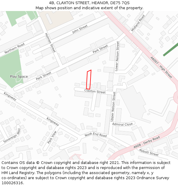 4B, CLAXTON STREET, HEANOR, DE75 7QS: Location map and indicative extent of plot