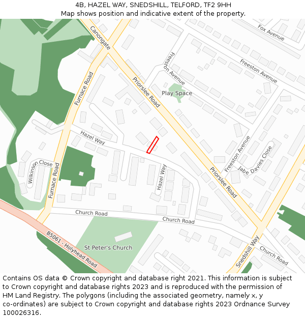 4B, HAZEL WAY, SNEDSHILL, TELFORD, TF2 9HH: Location map and indicative extent of plot
