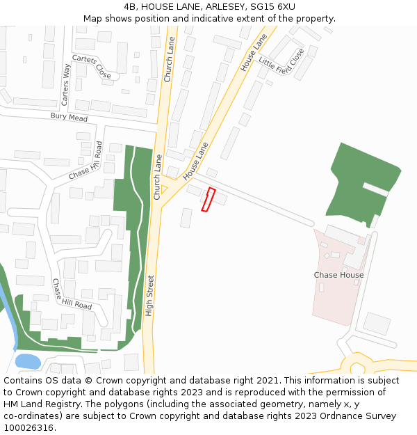 4B, HOUSE LANE, ARLESEY, SG15 6XU: Location map and indicative extent of plot