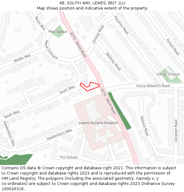 4B, SOUTH WAY, LEWES, BN7 1LU: Location map and indicative extent of plot