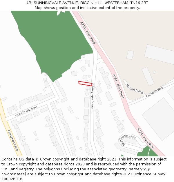 4B, SUNNINGVALE AVENUE, BIGGIN HILL, WESTERHAM, TN16 3BT: Location map and indicative extent of plot