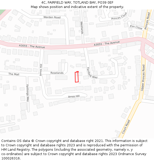4C, FAIRFIELD WAY, TOTLAND BAY, PO39 0EF: Location map and indicative extent of plot