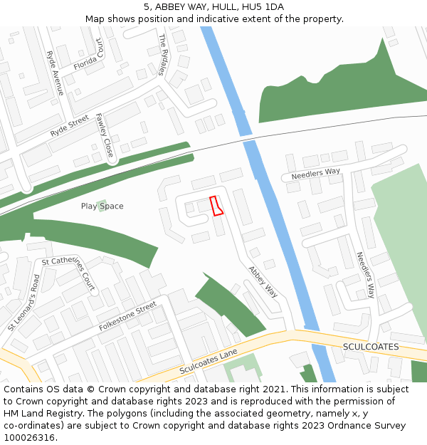 5, ABBEY WAY, HULL, HU5 1DA: Location map and indicative extent of plot