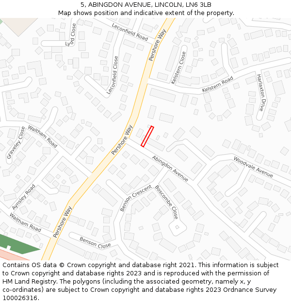 5, ABINGDON AVENUE, LINCOLN, LN6 3LB: Location map and indicative extent of plot