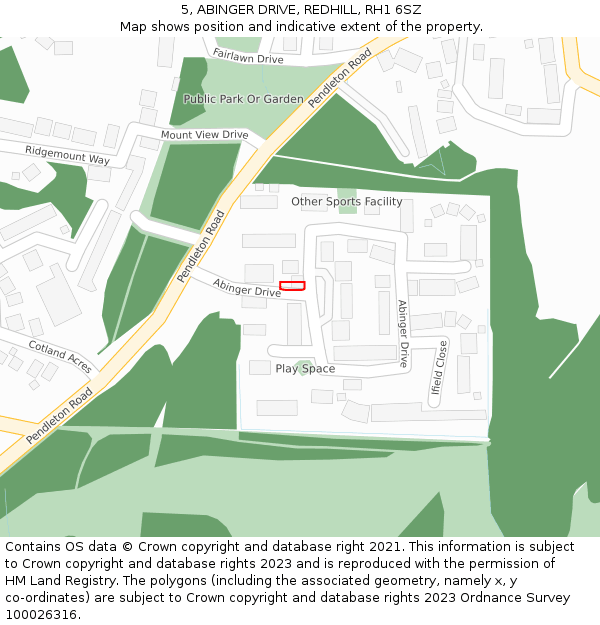 5, ABINGER DRIVE, REDHILL, RH1 6SZ: Location map and indicative extent of plot