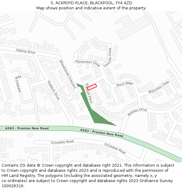 5, ACKROYD PLACE, BLACKPOOL, FY4 4ZD: Location map and indicative extent of plot